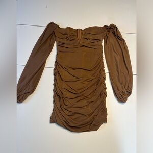 Princess Polly size 4 brown formal homecoming mini dress zippered back